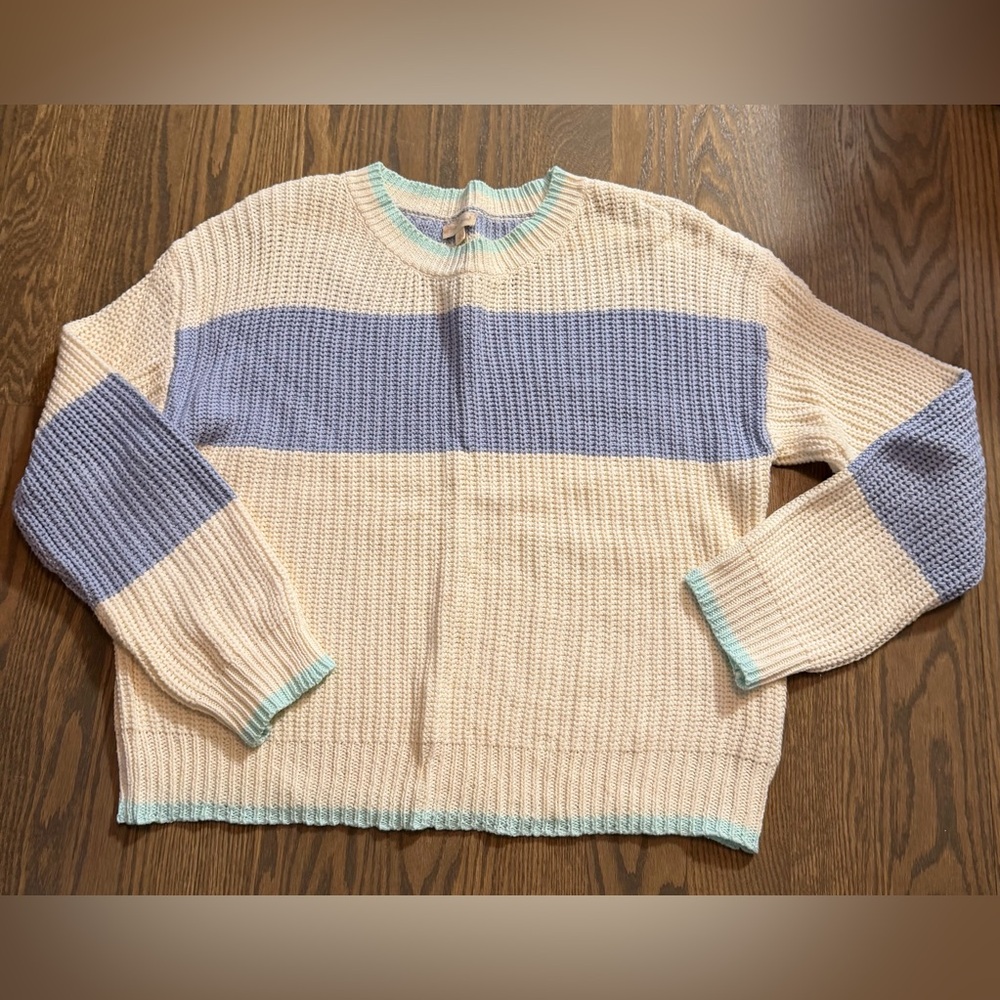 Hem & Thread Cream and Blue Striped Sweater